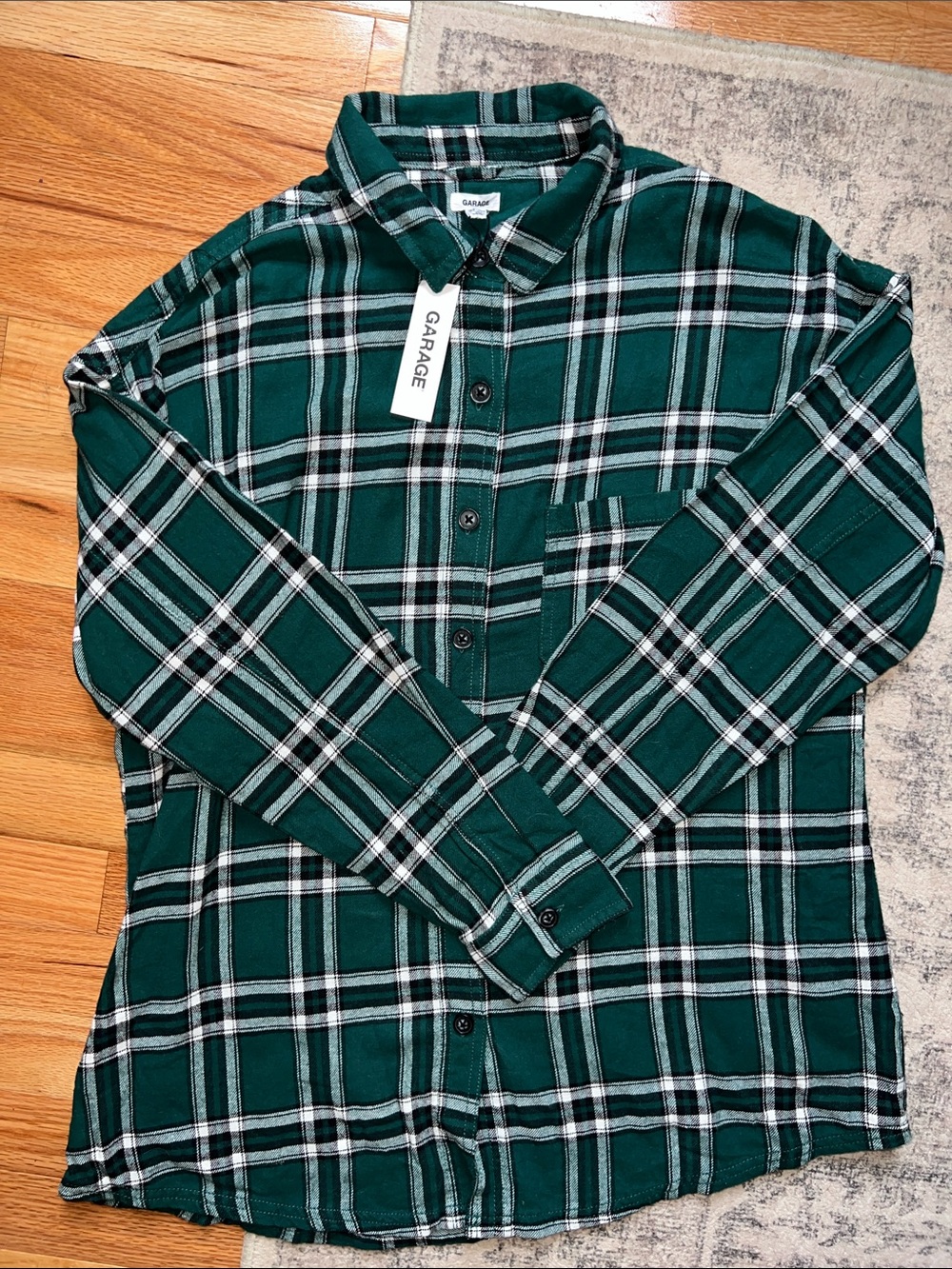 Garage Women’s Green Plaid Button-Up Shirt